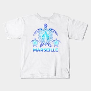 Vintage Marseille France FL Ocean Blue Sea Turtle Souvenirs Kids T-Shirt